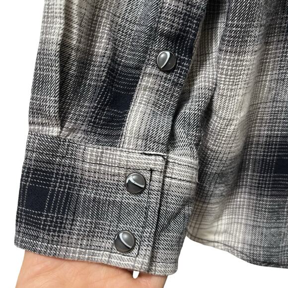 Cody James Mens Plaid Flannel Western Button Up Shirt Size L Black White Ranch - Picture 6 of 8